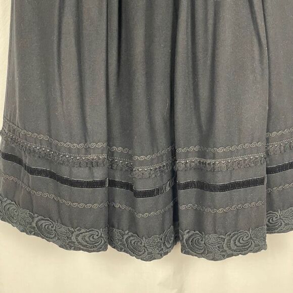 Vintage Madeleine Black Wool Boho Cottagecore High Rise Midi Skirt - Women’s 10 - Picture 4 of 6